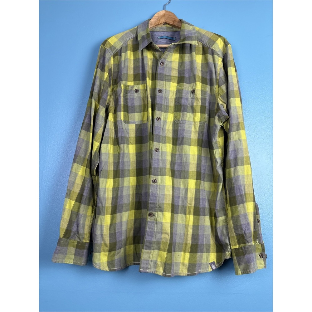 The North Face Mens XL Flannel Shirt Green Plaid Long Sleeve Button Down Gorp